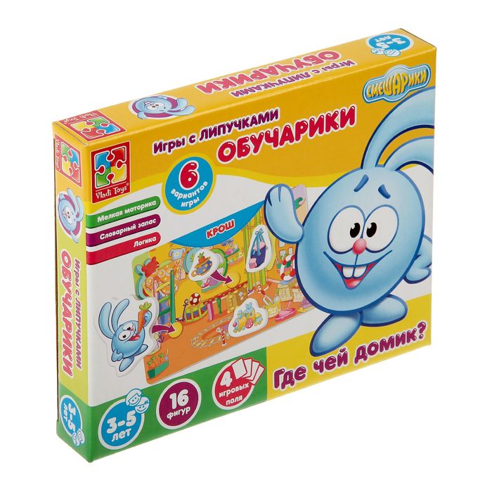 Игра настольная с липучками Обучарики "Где чей домик?"