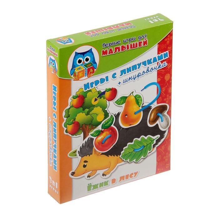 Настольная игра "Игры с липучками: Ёжик в лесу" + шнуровка