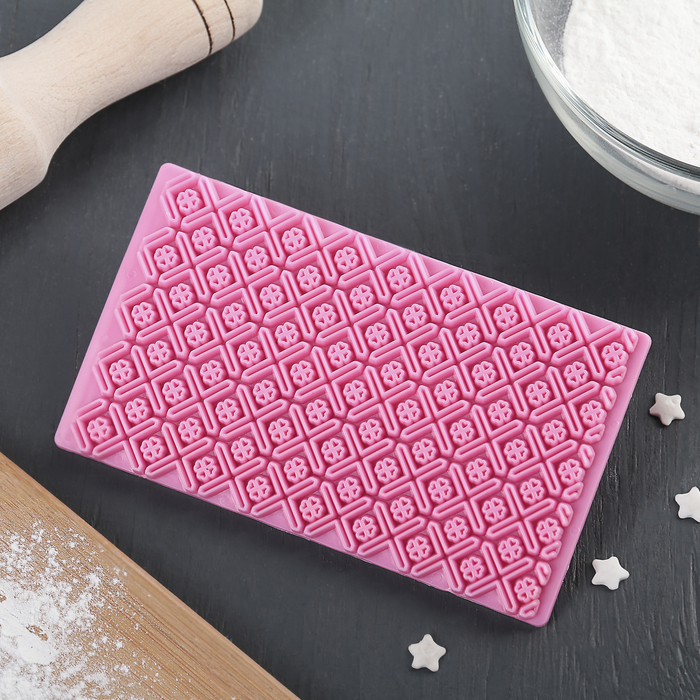 Печать для марципана и теста 17х7,5х2,5 "Цветок в ромбе"