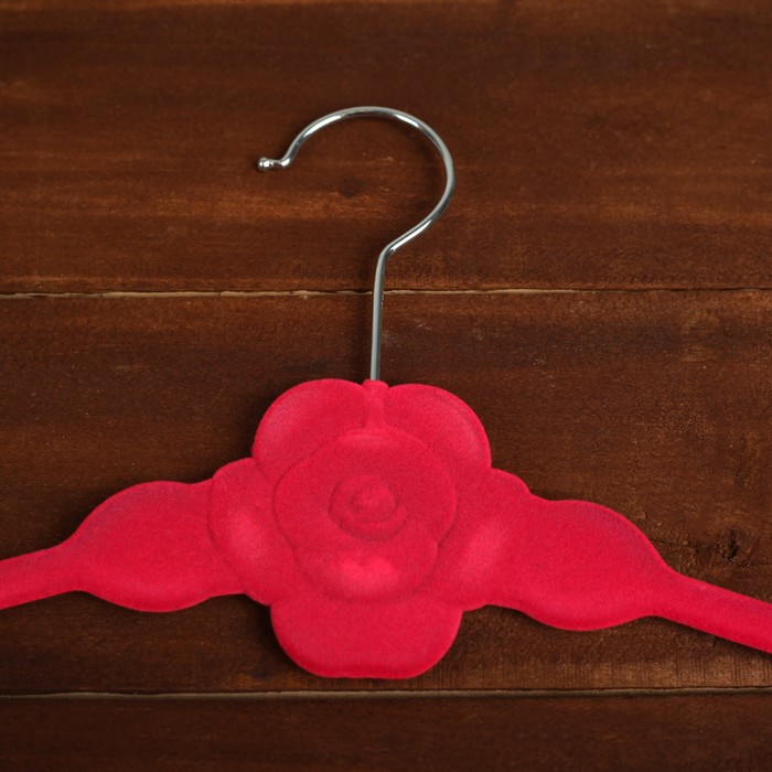 Вешалка-плечики, флокированное покрытие, размер 44 - 46, Роза, цвет МИКС