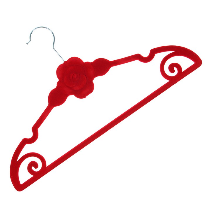 Вешалка-плечики, флокированное покрытие, размер 44 - 46, Роза, цвет МИКС