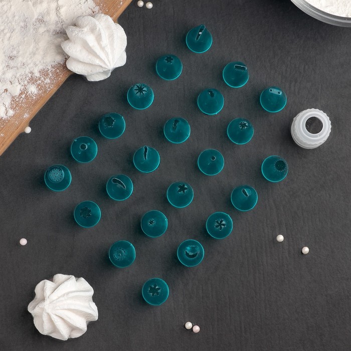 Набор кондитерских насадок в кейсе с адаптером "Лёд", 24 шт