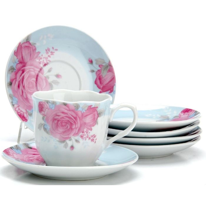 Набор чайный, 12 предметов, "Цветы", чашка 220 мл