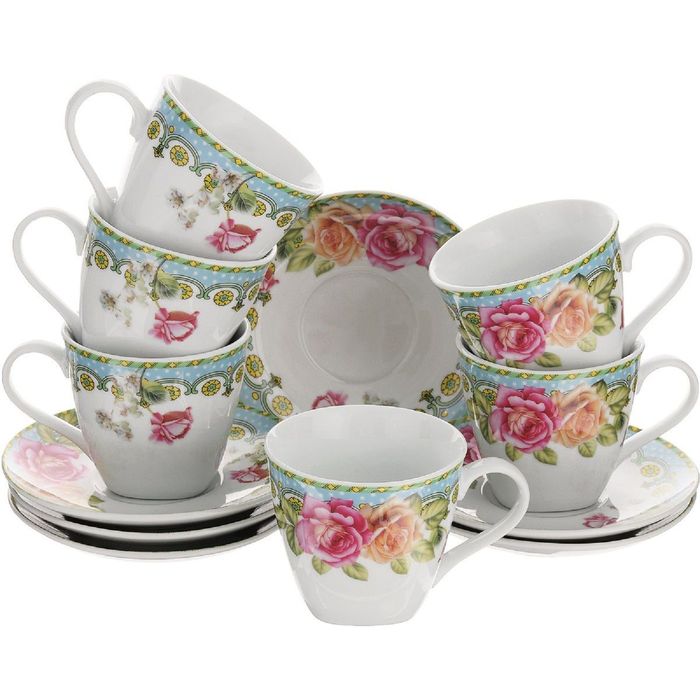 Набор чайный, 12 предметов, "Розы", чашка 220 мл