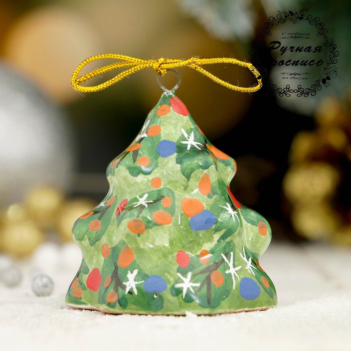 Подвеска «Ёлочка - колокольчик» мини, 4.5×4.5×5.5, ярославская майолика