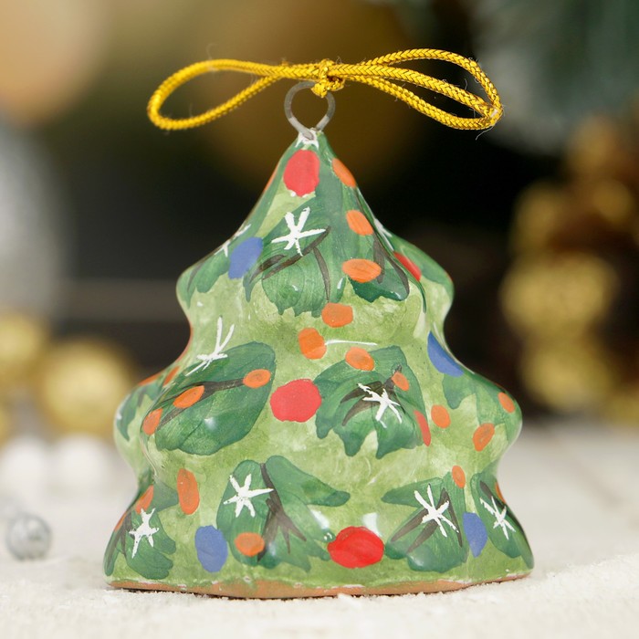 Подвеска «Ёлочка - колокольчик» мини, 4.5×4.5×5.5, ярославская майолика