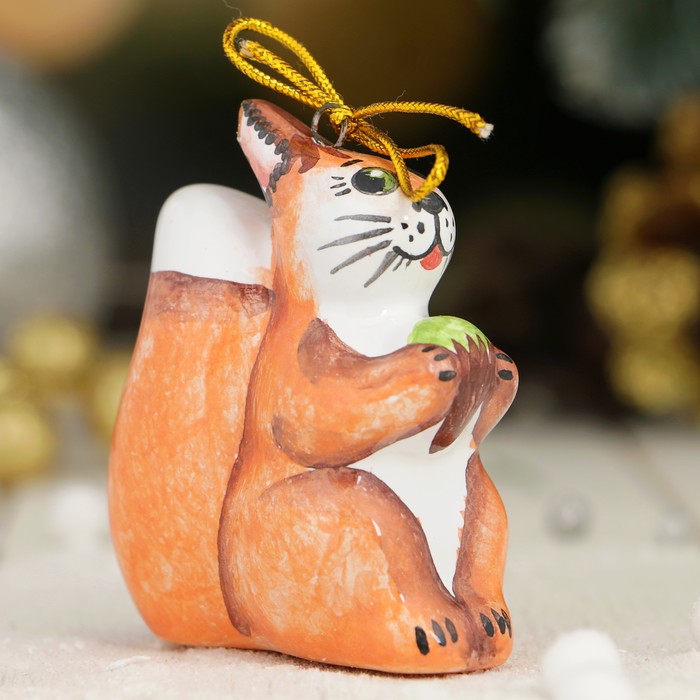 Подвеска «Белка с орешком», мини, 5×3×6,5 см, ярославская майолика