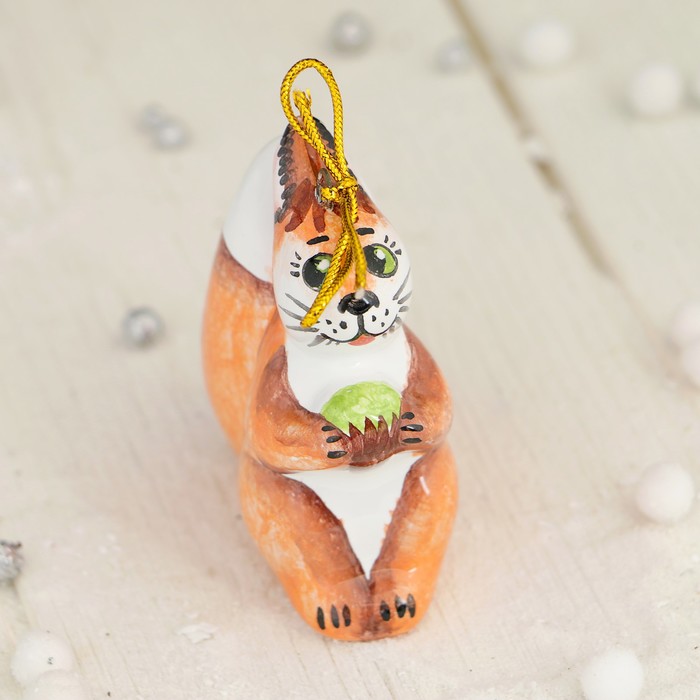 Подвеска «Белка с орешком», мини, 5×3×6,5 см, ярославская майолика