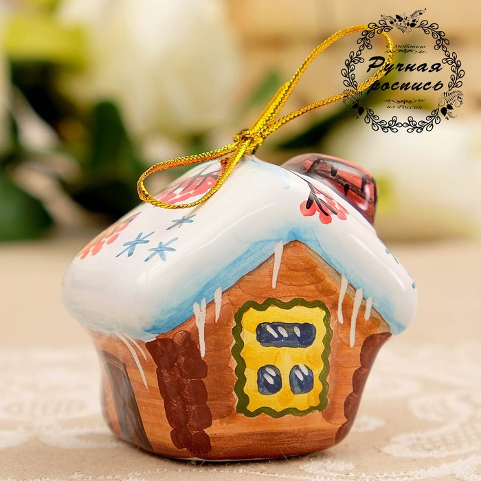 Подвеска «Домик», мини, 4×5×4,5 см, ярославская майолика