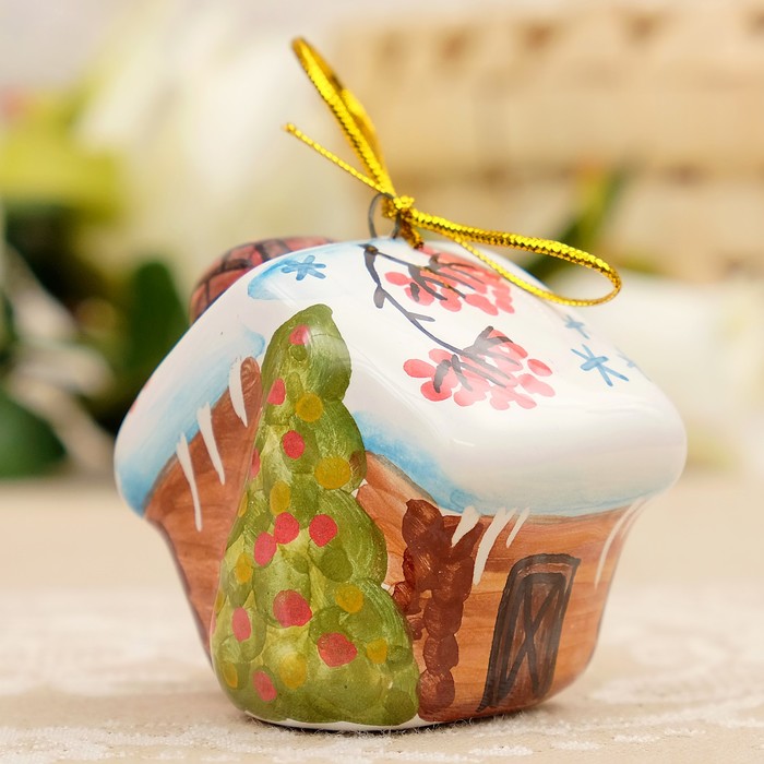 Подвеска «Домик», мини, 4×5×4,5 см, ярославская майолика