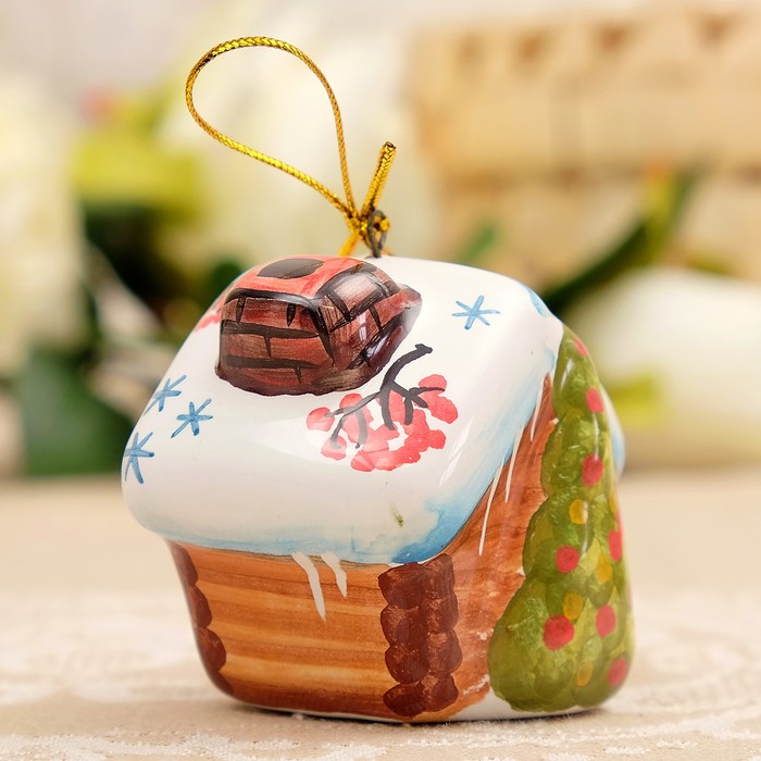 Подвеска «Домик», мини, 4×5×4,5 см, ярославская майолика