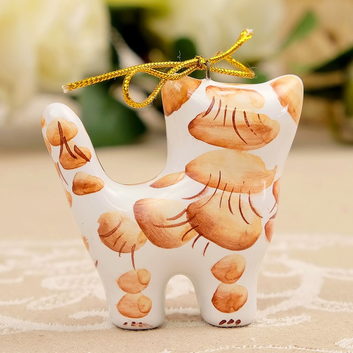 Подвеска «Кот-хвост трубой», мини, 5,5×3×5,5 см, ярославская майолика