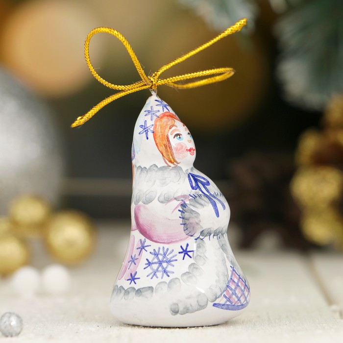 Подвеска «Снегурочка», мини, 3,5×3,3×5,5 см, ярославская майолика