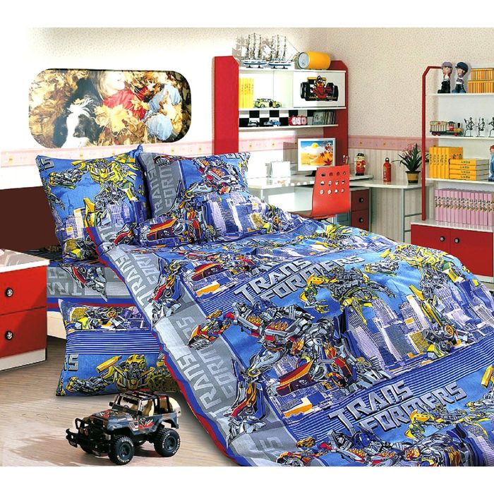 Постельное бельё 1,5 сп., Белиссимо "Трансформеры", размер 215х143 см, 214х145 см, 70х70 см - 2 шт., бязь, 125 г/м2