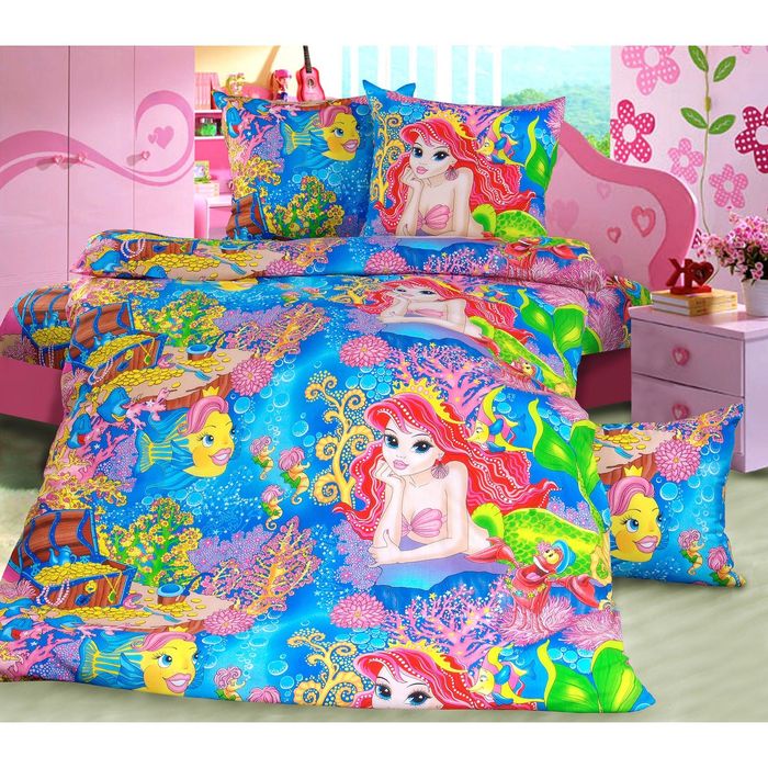 Постельное бельё 1,5 сп., Белиссимо "Морская сказка", размер 215х143 см, 214х145 см, 70х70 см - 2 шт., бязь, 125 г/м2