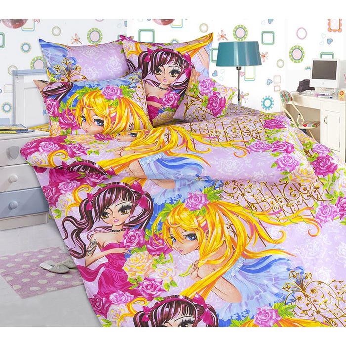 Постельное бельё 1,5 сп., Белиссимо "Подружки", размер 215х143 см, 214х145 см, 70х70 см - 2 шт., бязь, 125 г/м2