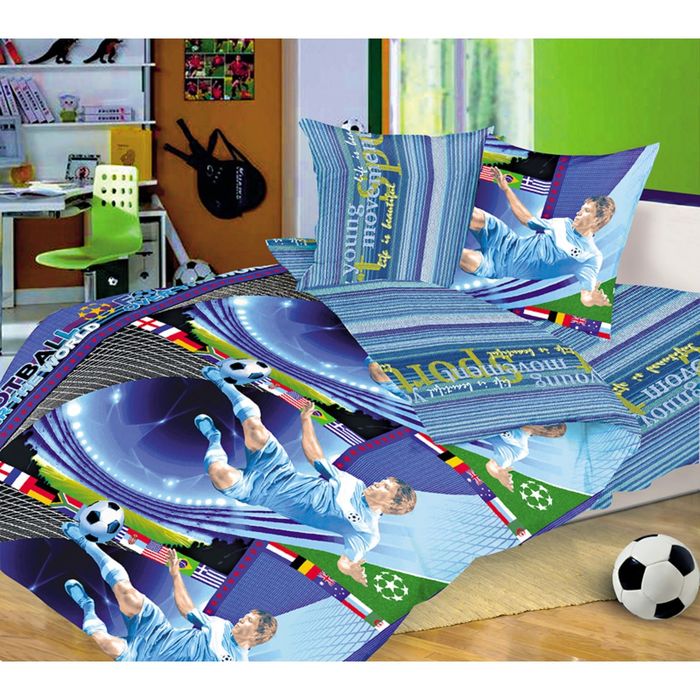 Постельное бельё 1,5 сп., Белиссимо "Пенальти", размер 215х143 см, 214х145 см, 70х70 см - 2 шт., бязь, 125 г/м2