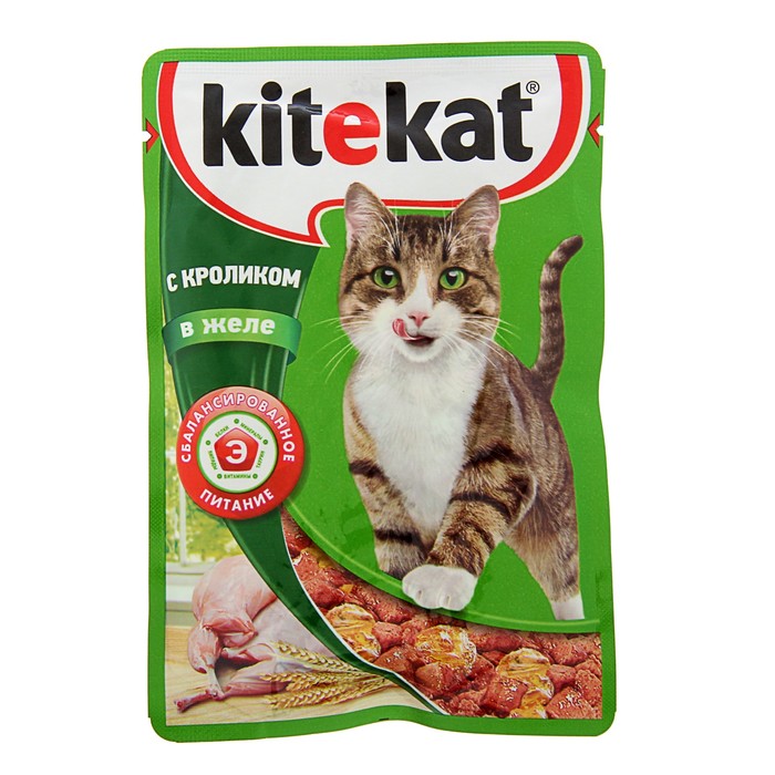 Влажный корм Kitekat для кошек, кролик в желе, пауч, 85 г