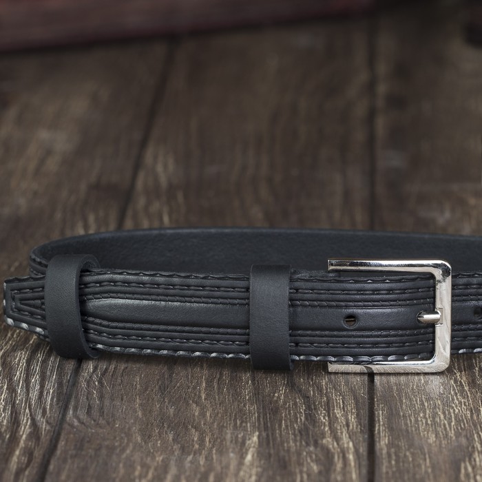 Ремень мужской, винт, пряжка под металл, ширина - 2,9см, чёрный