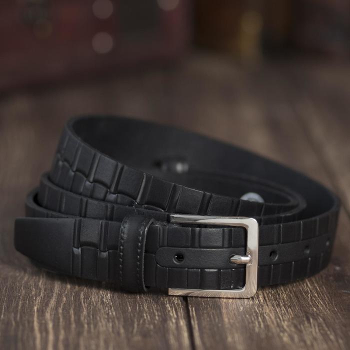 Ремень мужской, винт, пряжка под металл, ширина - 2,9см, чёрный
