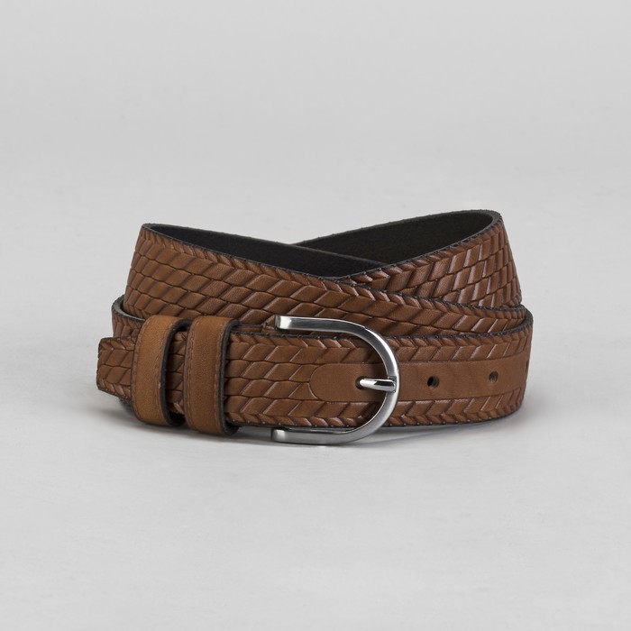 Ремень мужской, винт, пряжка под металл, ширина - 2,9см, коричневый