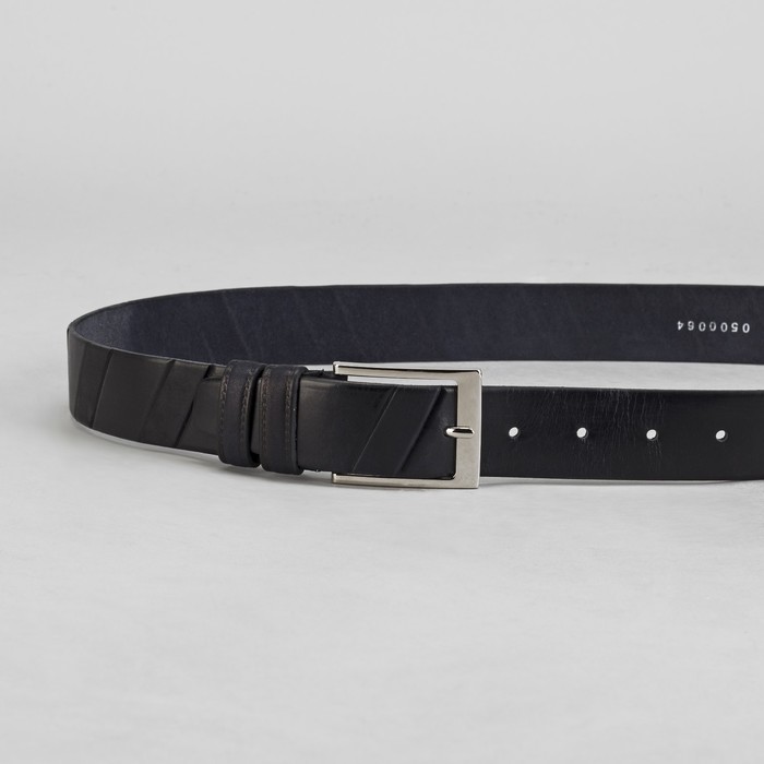 Ремень мужской, винт, пряжка под металл, ширина - 3,4 см, цвет синий