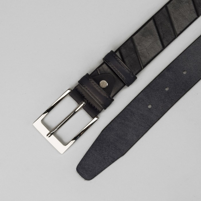 Ремень мужской, винт, пряжка под металл, ширина - 3,4 см, цвет синий