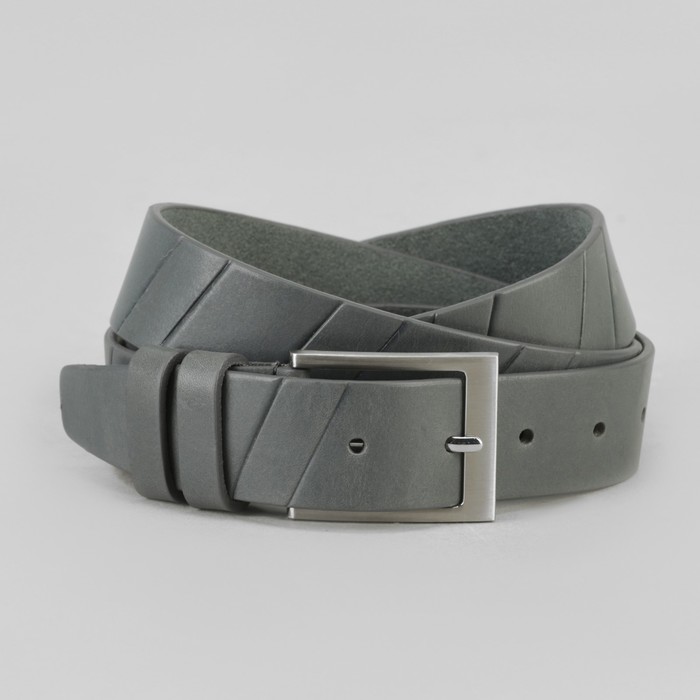 Ремень мужской, винт, пряжка под металл, ширина - 3,4см, серый