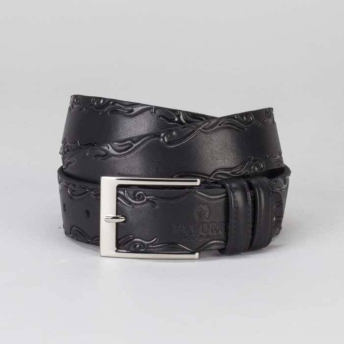 Ремень мужской, винт, пряжка под металл, ширина - 3,4см, чёрный