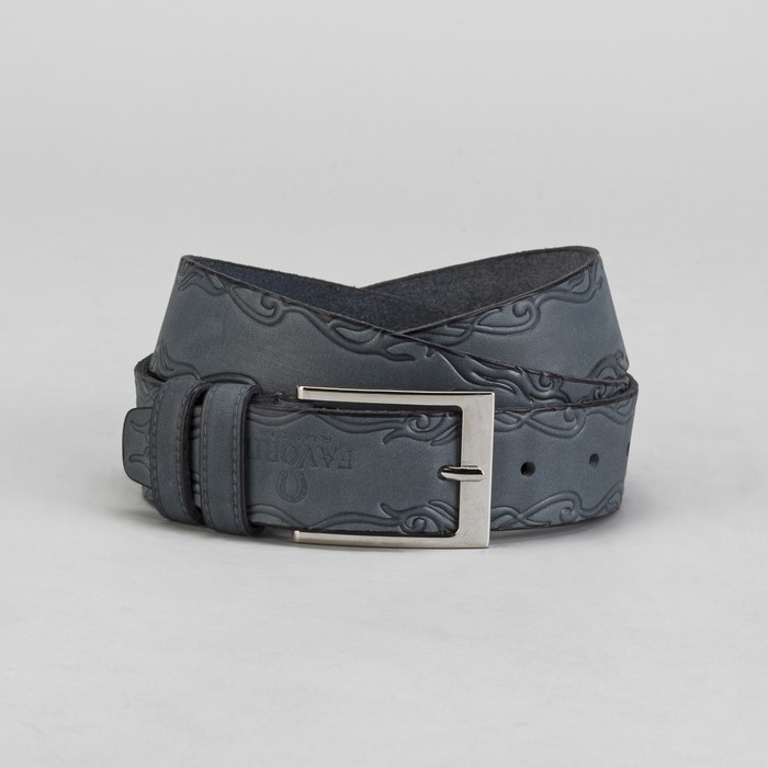 Ремень мужской, винт, пряжка под металл, ширина - 3,4см, серый