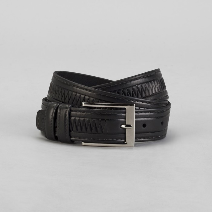 Ремень мужской, винт, пряжка под металл, ширина - 3,4см, коричневый