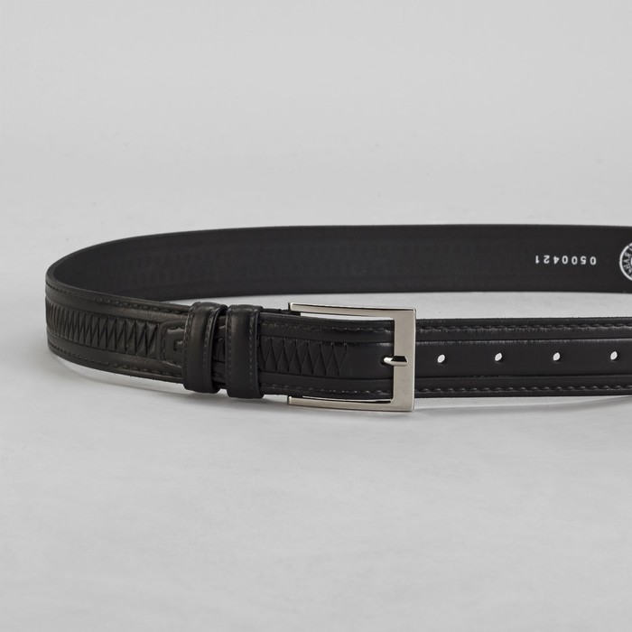 Ремень мужской, винт, пряжка под металл, ширина - 3,4см, коричневый