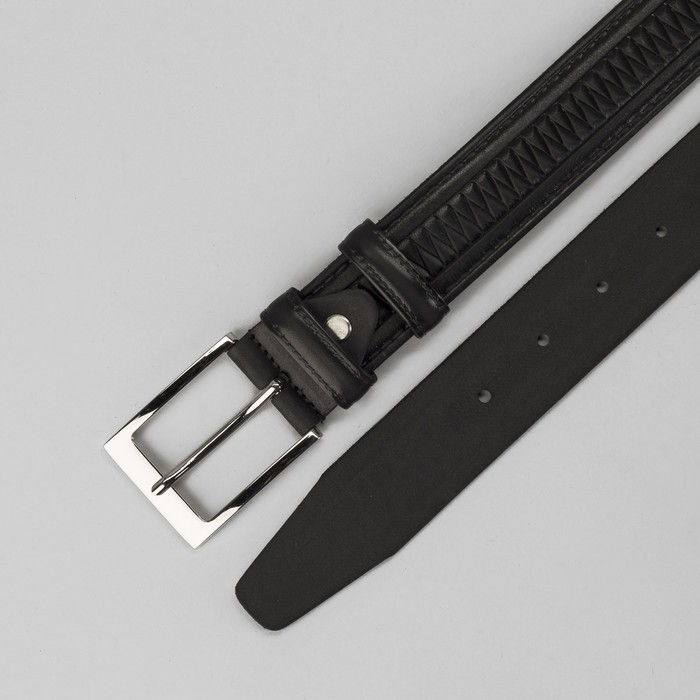 Ремень мужской, винт, пряжка под металл, ширина - 3,4см, коричневый