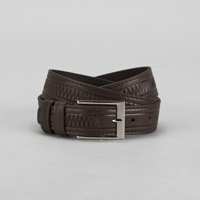 Ремень мужской, винт, пряжка под металл, ширина - 3,4см, коричневый