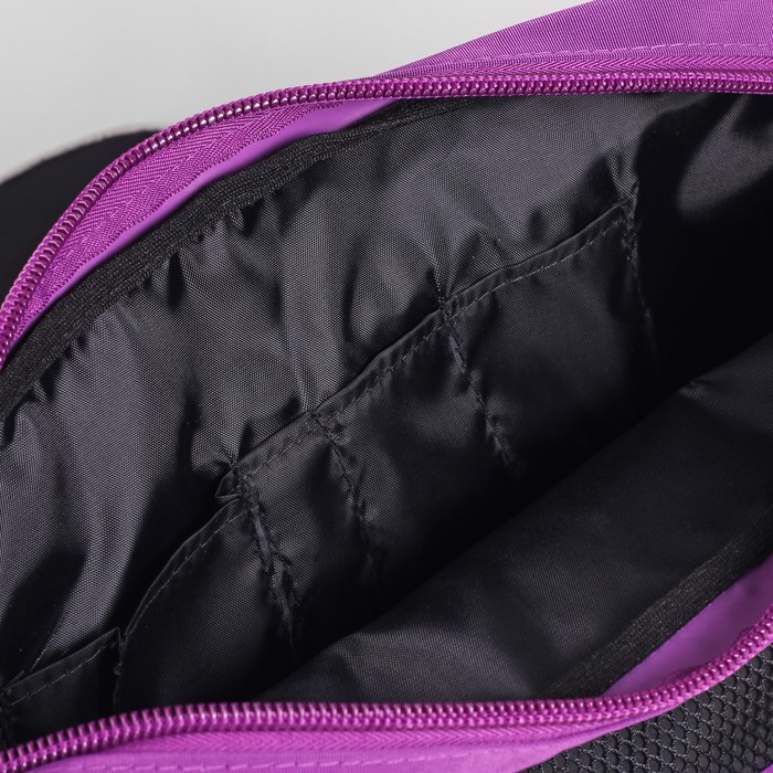 Сумка молодёжная на молнии "Цветочный принт", 1 отдел, 1 наружный карман, серый/фиолетовый