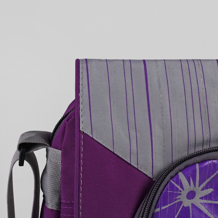 Сумка молодёжная на молнии "Цветочки-ромашки", 1 отдел, 1 наружный карман, сиреневый/серый