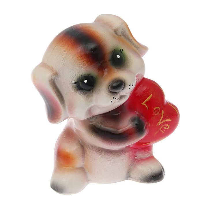 Копилка "Собака с сердцем" глянец, рыжая