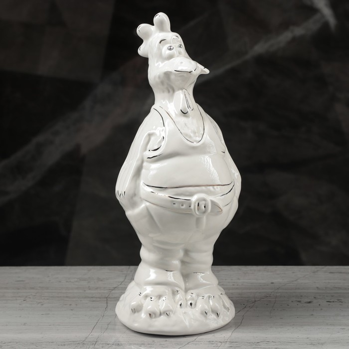 Копилка "Петух фраер" глазурь, белая