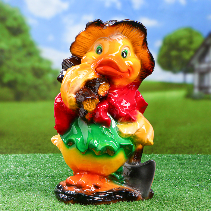 Садовая фигура "Утка дровосек" глянец, чёрная