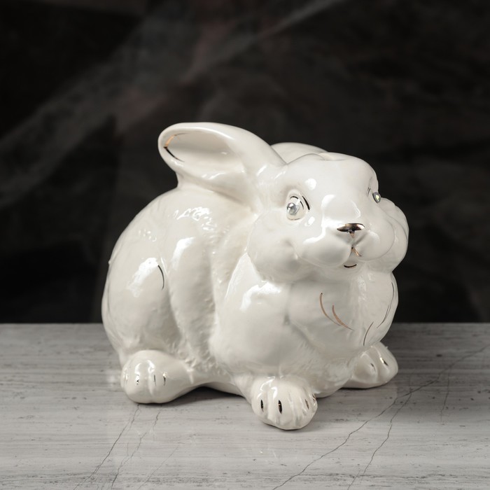 Копилка "Заяц" глазурь, белая