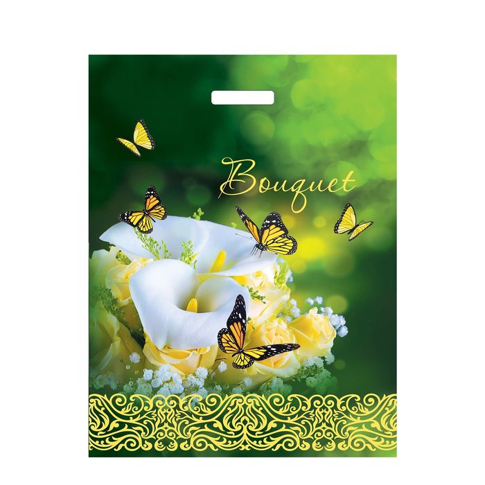 Пакет "Букет нежности", полиэтиленовый с вырубной ручкой, 40х31 см, 60 мкм