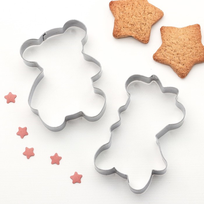 Набор форм для вырезания печенья "Мишки", 2 шт