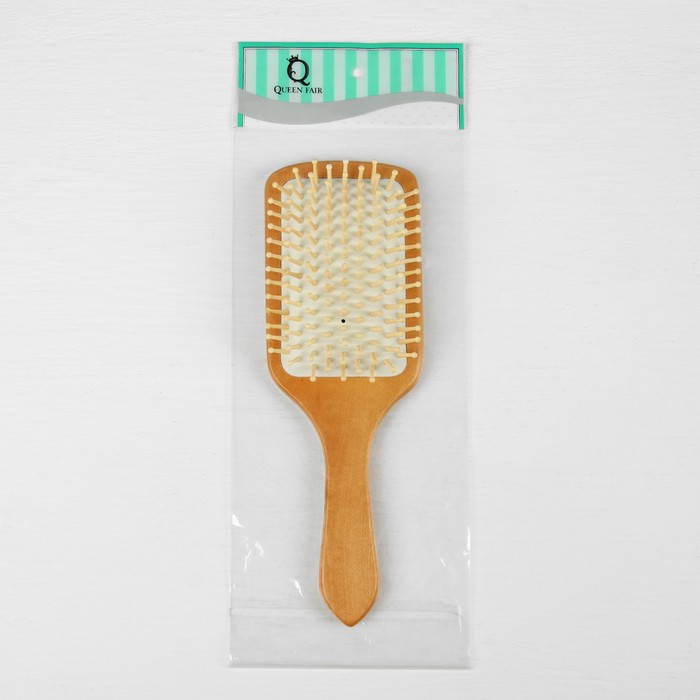 Расчёска массажная, деревянная, широкая, цвет светлое дерево