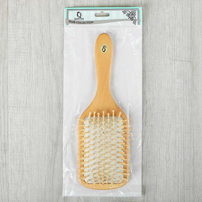 Расчёска массажная, деревянная, широкая, цвет светлое дерево
