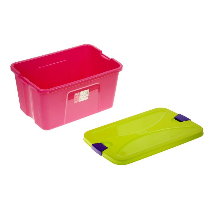 Ящик для игрушек "Секрет" с крышкой, 44 л, цвет малиновый