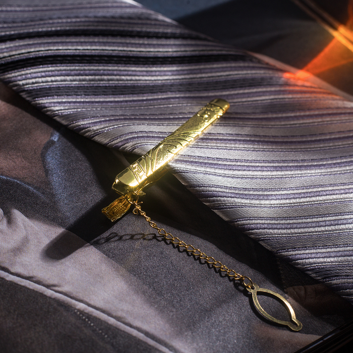 Зажим для галстука "Классический" ажурный, цвет золотой