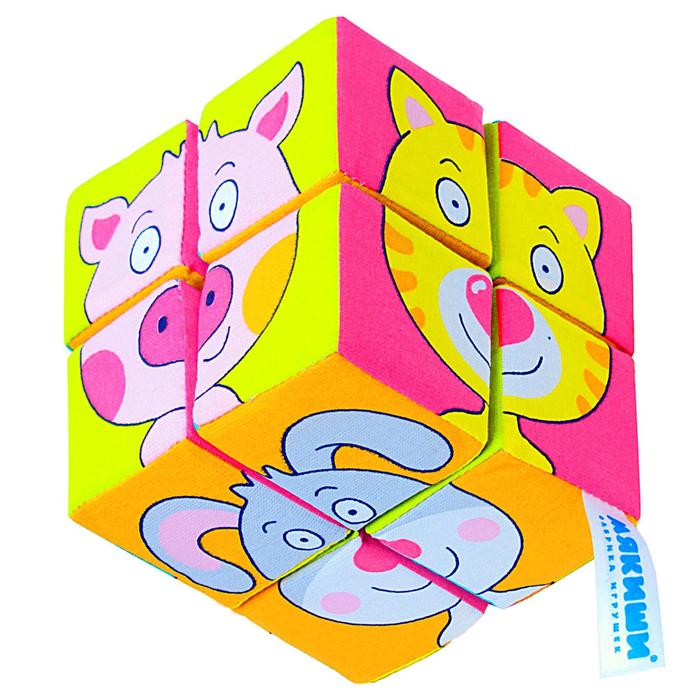 Набор мягких кубиков «Собери картинку.Зверята»