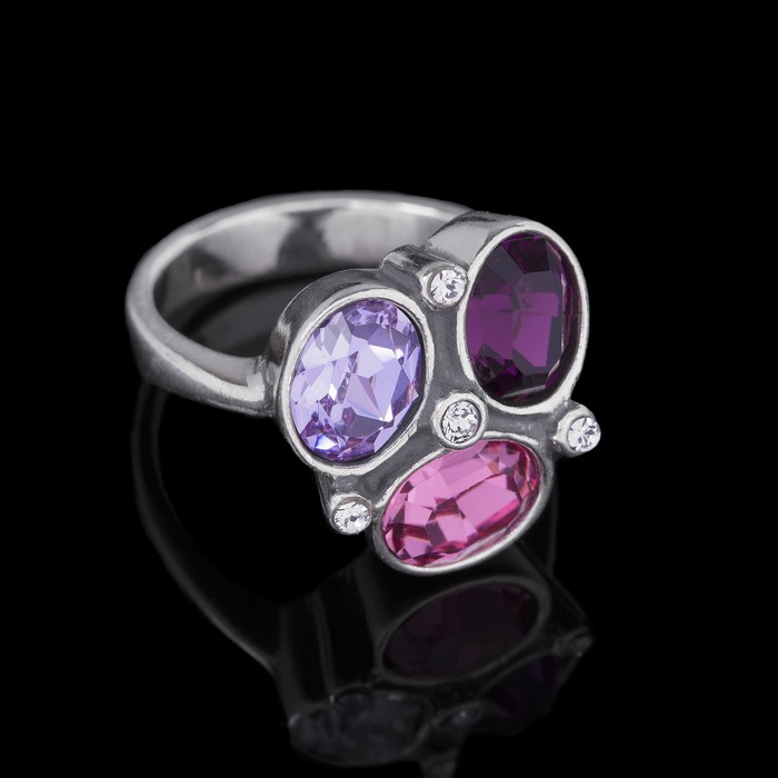 Кольцо "Коллаж", размер 22, цветной в чернёном серебре