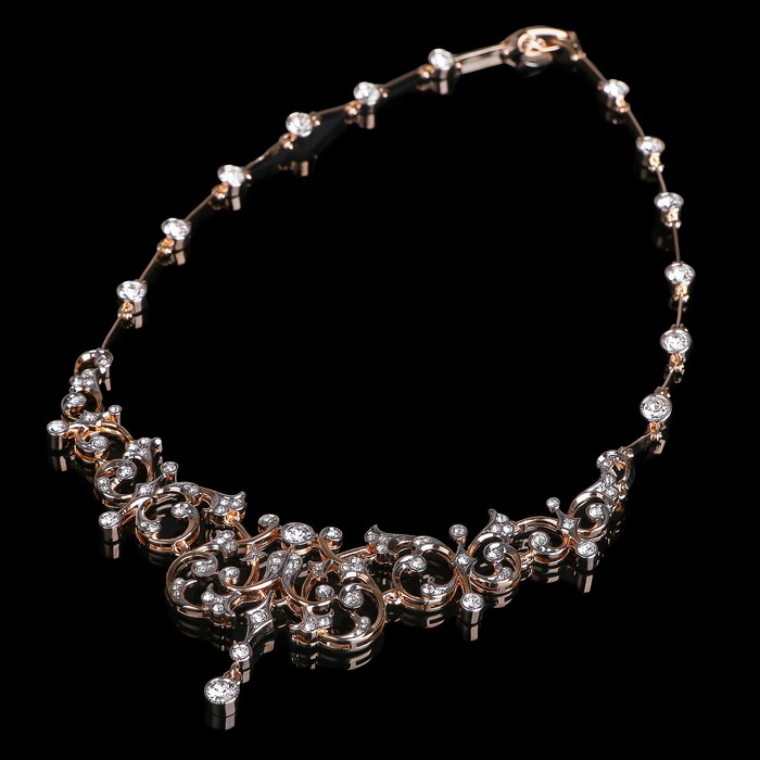 Колье "Королевское", цвет белый в золоте