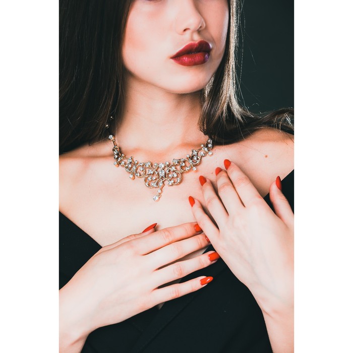 Колье "Королевское", цвет белый в золоте